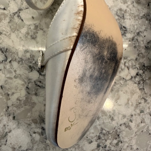 Halloween Costume white satin Wedding Bride Shoes sz 8-1/2 W size 8.5 W - Picture 12 of 14